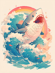 海上的鲨鱼背景图片