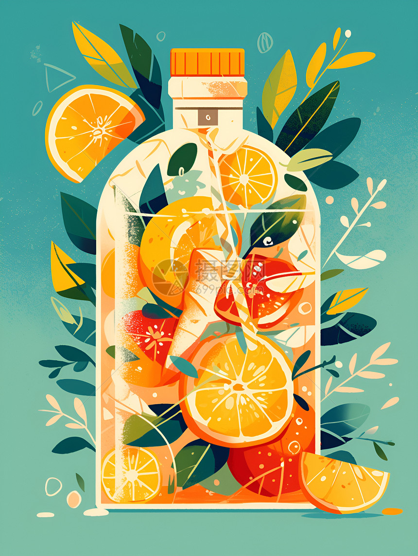 瓶装橙汁插图图片
