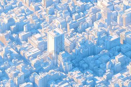 高楼仰视都市中的建筑物插画
