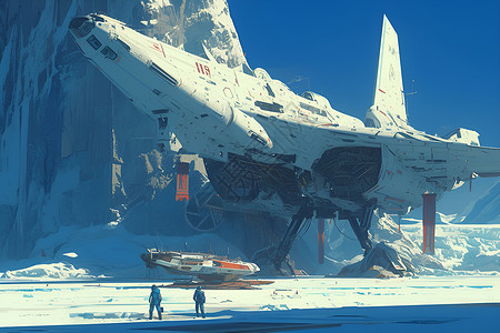 雪域上的飞船背景图片