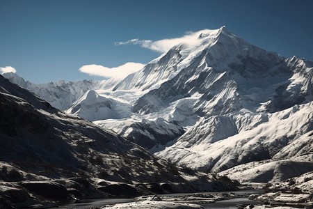冰川下的喜马拉雅山脉背景图片
