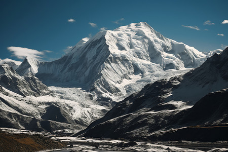 喜马拉雅山脉上的冰川背景图片