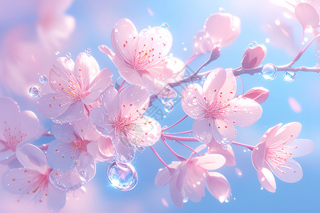 盛开粉红色花盛开着粉红色樱花插画