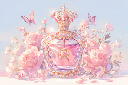 梦幻香水瓶粉色瓶子高清图片