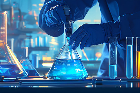 实验室的蓝色手套背景图片