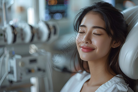 女性优雅闭目微笑的女性背景