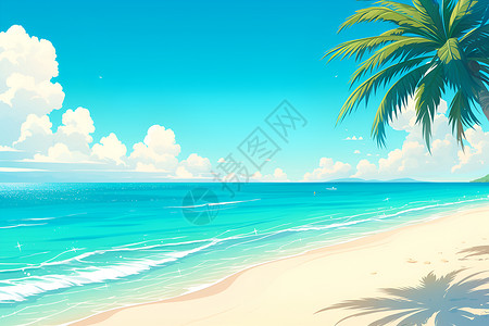 阳光下的大海阳光下的沙滩插画