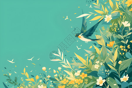 春天的鸟语花香背景图片