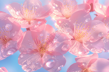 樱花上的露珠背景图片