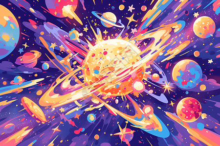 创意星星星际宇宙星球绘画插画