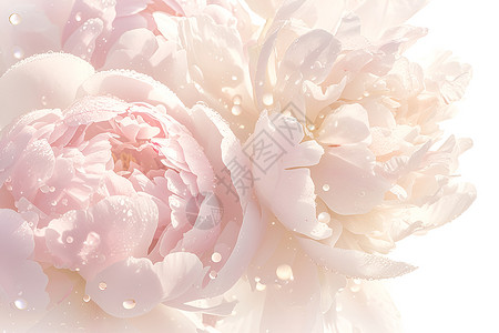 牡丹花园花海中的粉色牡丹插画