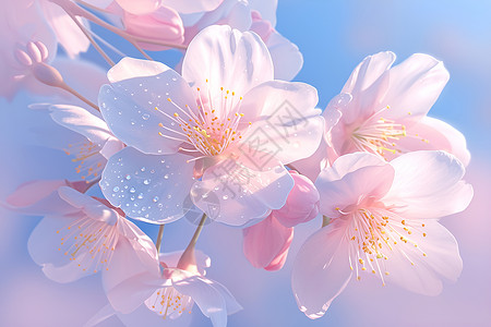 粉色樱花盛开下的美景背景图片