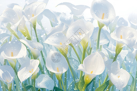 花朵马蹄莲清新幽雅的春日花朵插画