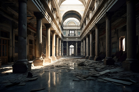 大楼废墟素材荒芜的古老宫殿插画