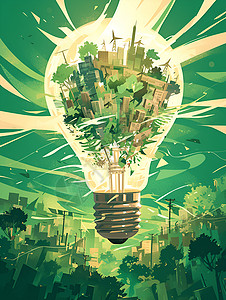 绿色能源点亮城市清洁背景图片