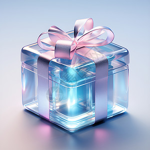 透明背景图标透明水晶礼盒包装插画