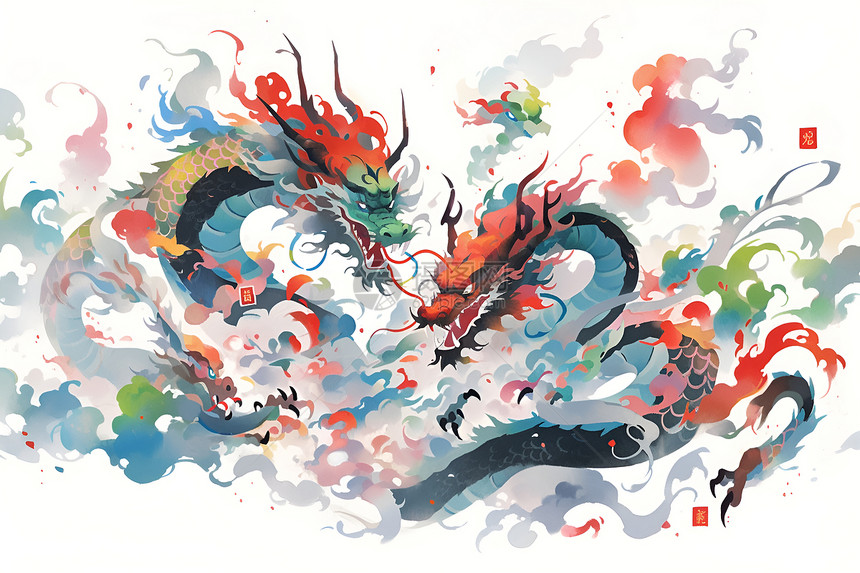 彩色的中国龙图片