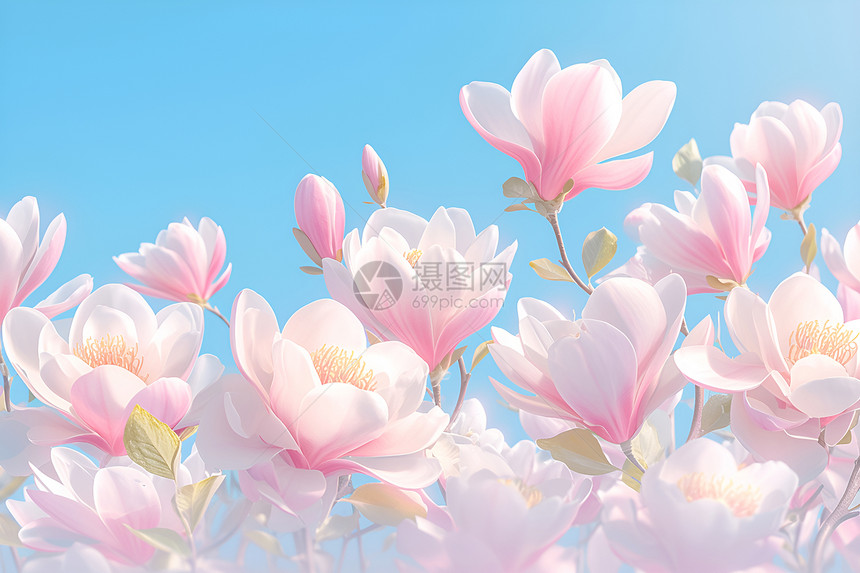 盛开的粉色玉兰花图片