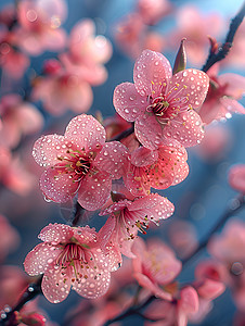 粉色樱花绽放的情景背景图片