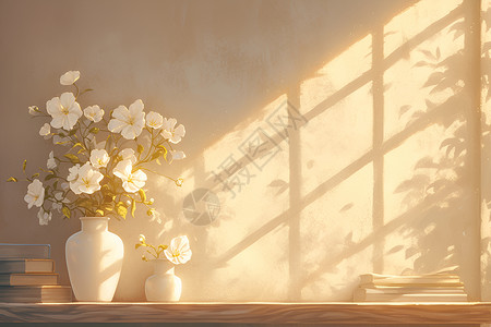 金色瓶子金色阳光下的花瓶插画