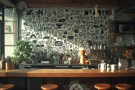 现代咖啡馆插画