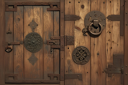 木门上的锁具背景图片