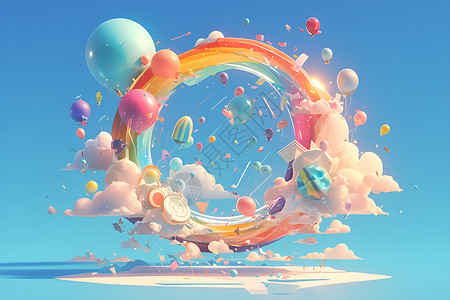 七彩梦幻的气球背景图片