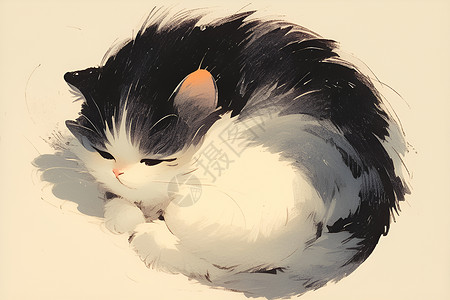 一只水墨画猫咪背景图片