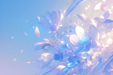 梦幻蓝色花朵梦幻美丽的花朵插画