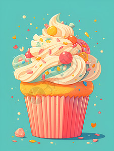 彩色纸杯蛋糕彩色奶油蛋糕插画