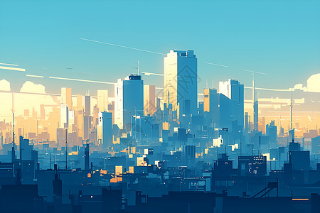 市区建筑城市中的高楼插画