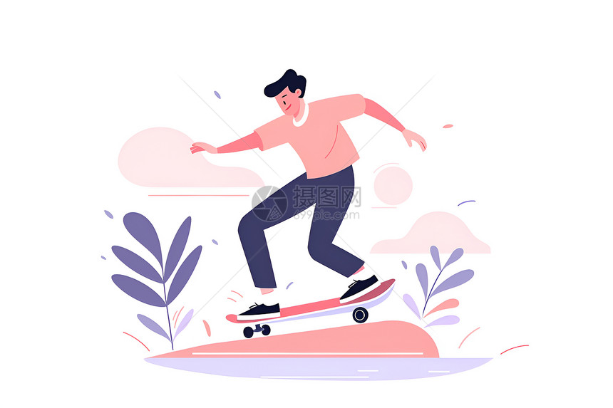 滑板车上的少年图片