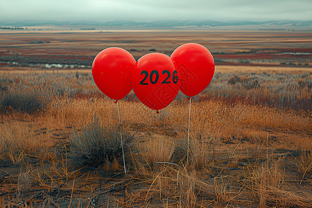 草地上的红色数字气球背景图片
