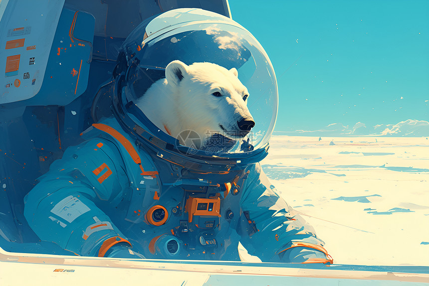 穿着宇航服的北极熊图片