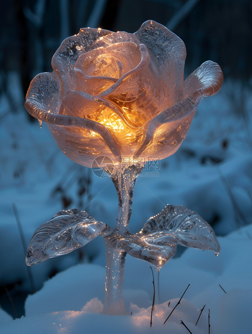 冰雕花朵的美丽图片