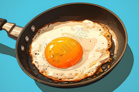 煎鸡蛋食物美食美味的煎鸡蛋插画