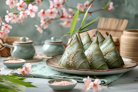 端午节传统美食端午美食粽子背景