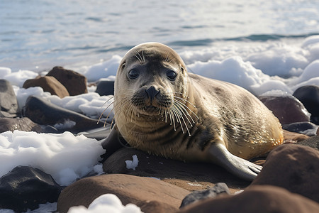 南极海豹觅食高清图片