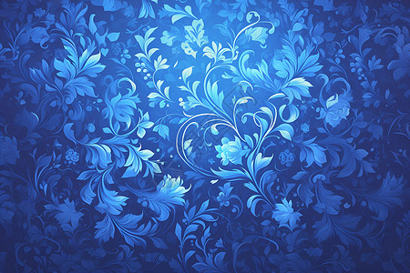 蓝色防伪花纹神秘绚丽的花纹插画