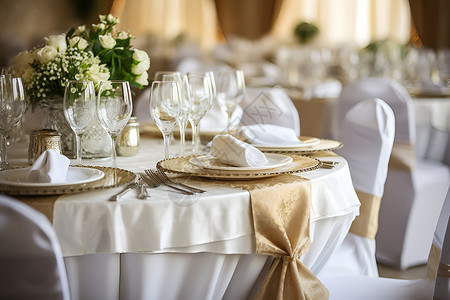 桌布素材宴会中的圆餐桌背景
