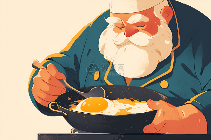 煎蛋的厨师图片