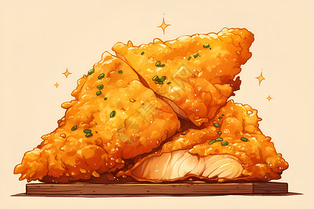 炸鸡美食美味黄金炸鸡插画