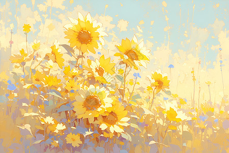 金黄色花朵金黄色的向日葵插画