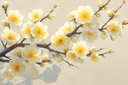 白梅花盛开美丽白梅花图片素材