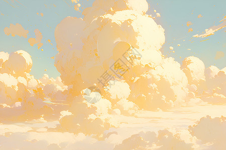 蓝天里的金色云海背景图片