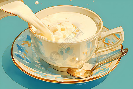 新鲜的牛奶插画背景图片