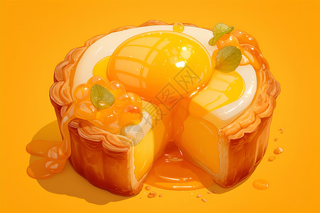 橙香蛋挞的完美呈现高清图片