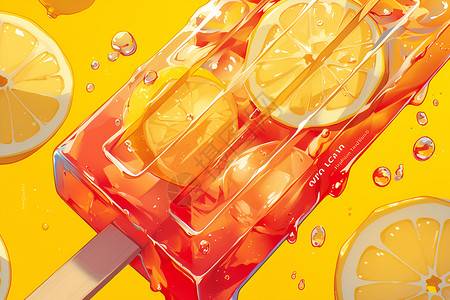 冰棒图片清新的柠檬冰棒插画