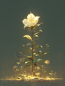 暗中绽放的白色花朵背景图片