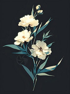 白色鲜花美丽的白色花朵插画